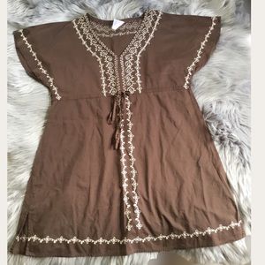 IT FIGURES BROWN EMBROIDERED DRESS